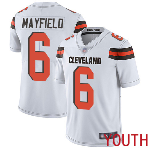 Cleveland Browns Baker Mayfield Youth White Limited Jersey #6 NFL Football Road Vapor Untouchable->cleveland browns->NFL Jersey